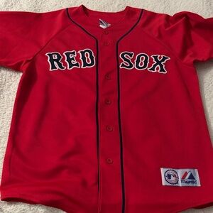 Majestic Red Sox Red Button-Up Jersey
